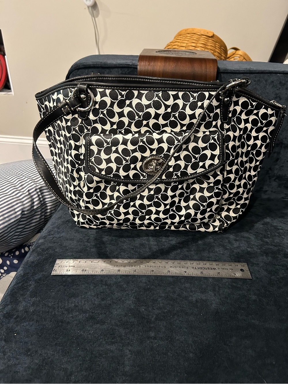 Coach Black & White Signature Canvas Shoulder Bag
